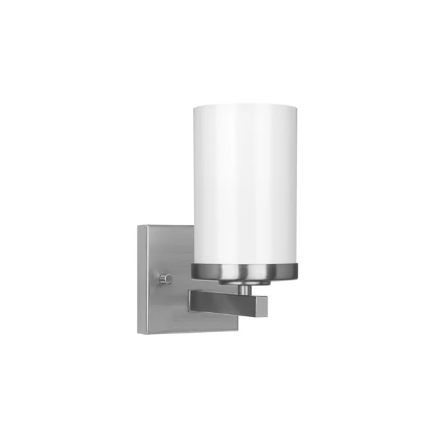 Daudlin 1-Light Bath Vanity, Frosted White Glass, Medium Base, 120V, 60W, Black|Brushed Nickel|Aged Brass