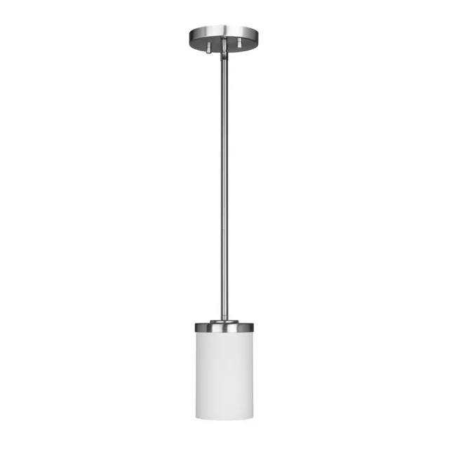Daudlin Pendant, 1-Light, Frosted White Glass, Black|Brushed Nickel|Aged Brass