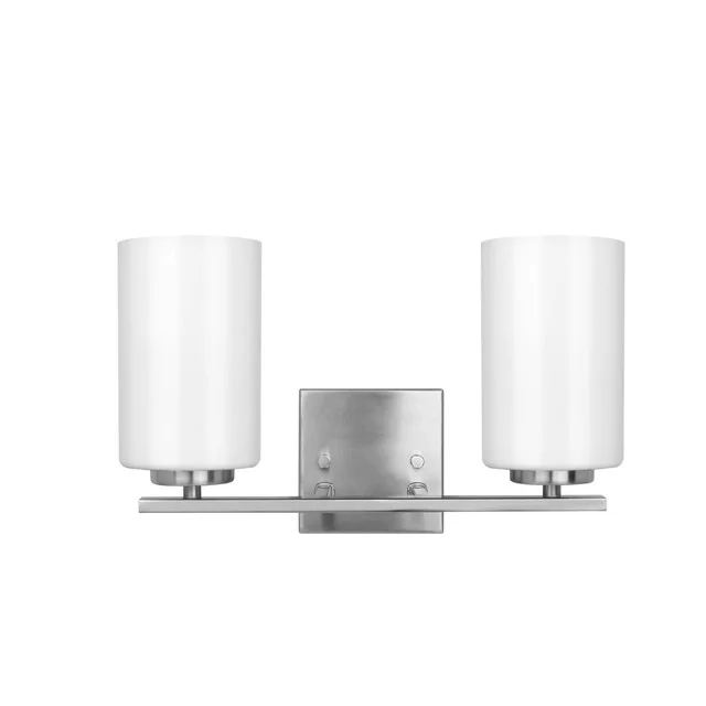 Daudlin Vanity, 2-Light, Frosted White Glass, Black|Brushed Nickel|Aged Brass, Medium Base, 120V