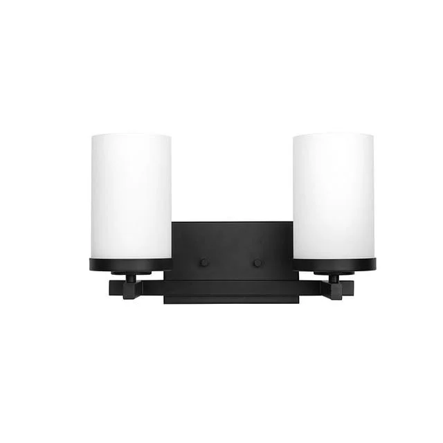 Daudlin Vanity, 2-Light, Frosted White Glass, Black|Brushed Nickel|Aged Brass, Medium Base, 120V - view 2