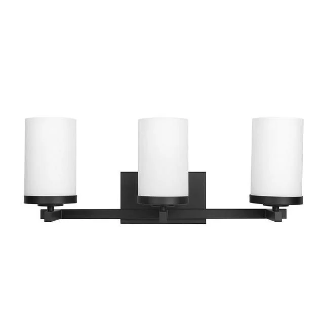 Daudlin Vanity, 3-Light, Frosted White Glass, Black|Brushed Nickel|Aged Brass, Medium Base, 120V - view 2