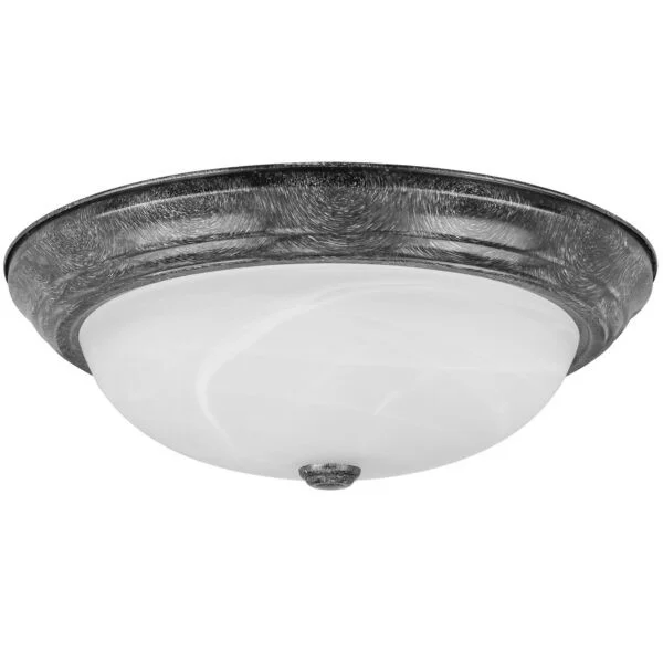 Distressed Brown Alabaster Dome Fixture, 15.35" Diameter, 12" Diameter, 6-1/4" Height, 4-1/4" Height, 3 Lights