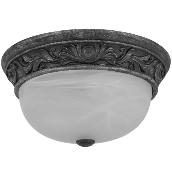 Dome Fixture, Antique Bronze, Round, Metal & Glass, Alabaster Lens