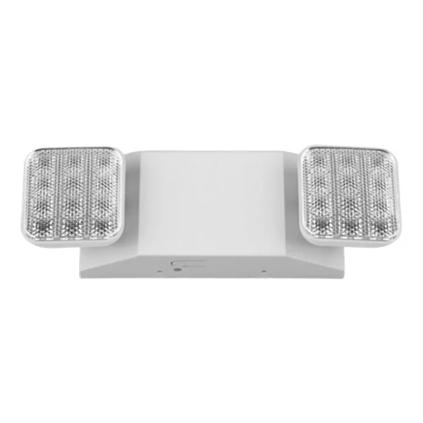 Double Head Emergency Light, Square, Remote Capable, White, Universal Mounting