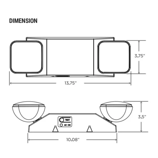 Double Head Emergency Light, Square, Remote Capable, White, Universal Mounting - view 2