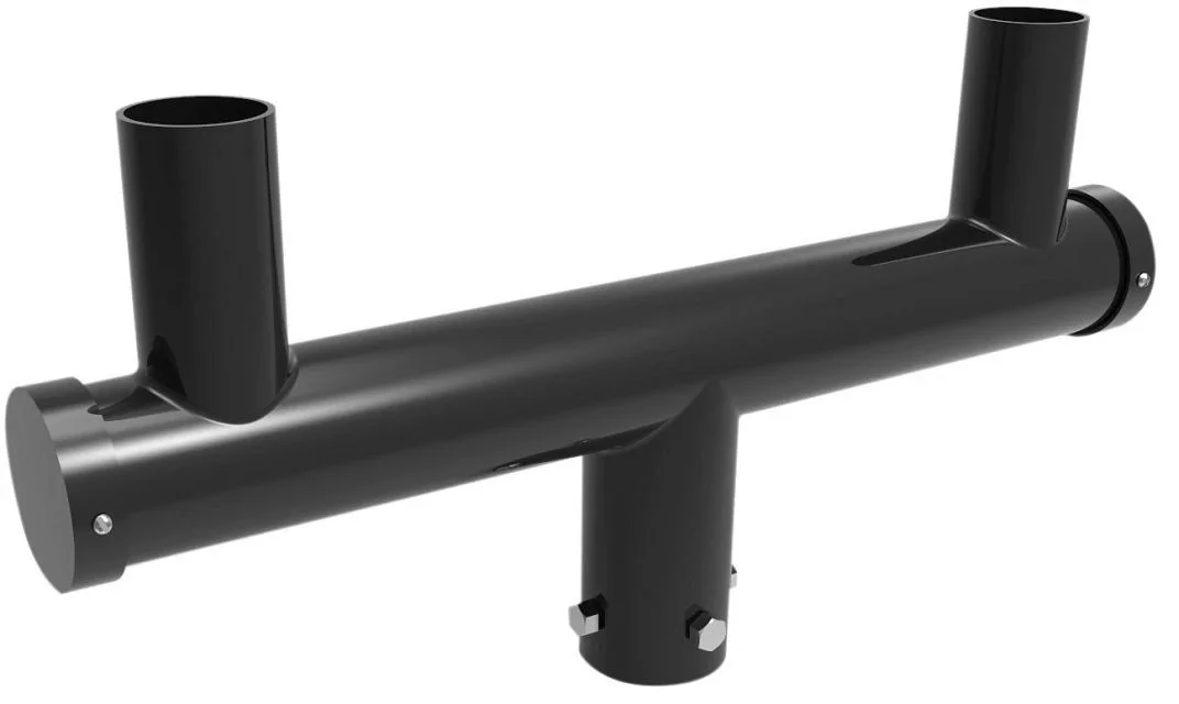 Dual Bull Horn, in line 180 deg, slips over 2 3 / 8" Tenon, Bronze