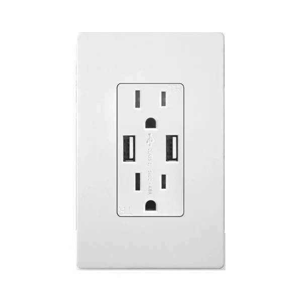 Dual Type USB Duplex Receptacle 4.8A 15A