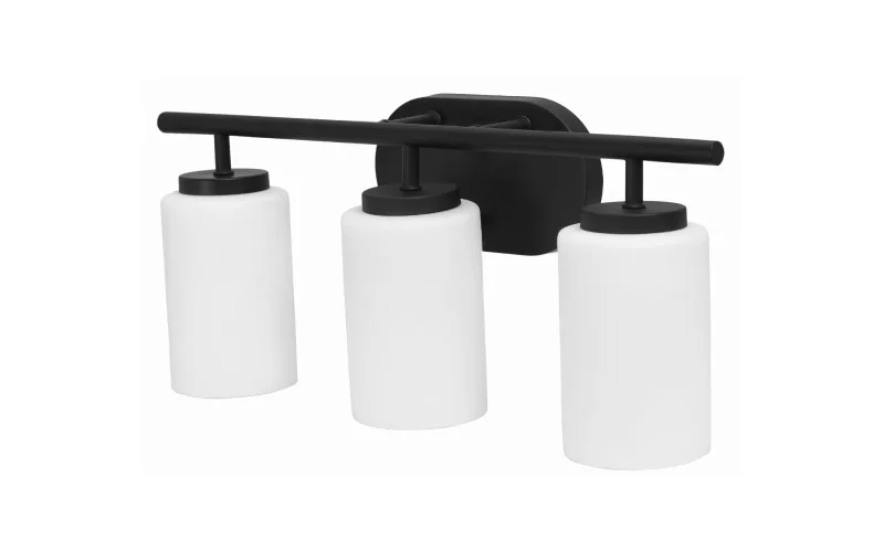 E26 A19 No Lamp Vanity, Matte Black - 3 Lights