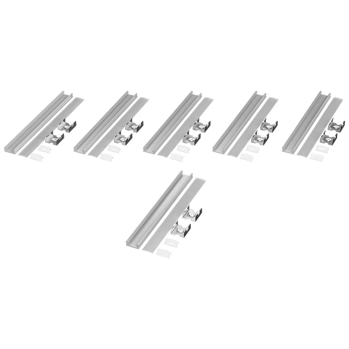 Economy Extrusion Bundle, 2M, High Grade Diffusion Lenses, End Caps with and without Hole, Mounting Clips