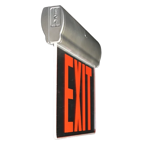 Economy Plastic Edgelit Exit Sign, Green Letters, Mirror Panel, Battery Backup - view 2