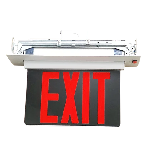 Economy Plastic Edgelit Exit Sign, Green Letters, Mirror Panel, Battery Backup - view 3