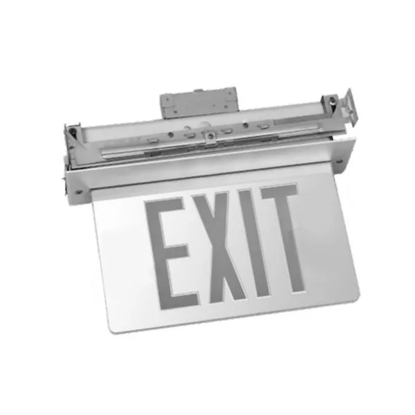 Edge-Lit Exit Sign, Surface Mount or Recessed Mount, One-Sided, Red or Green Letters, Aluminum, Blac...