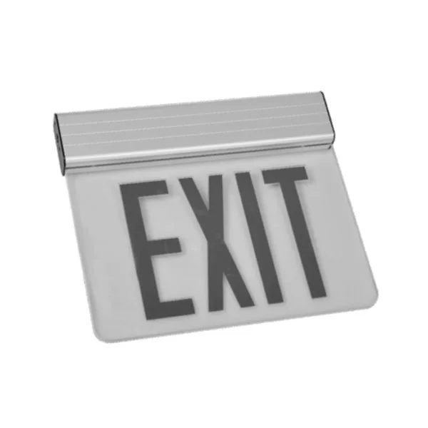 Edge-Lit Exit Sign, Surface Mount or Recessed Mount, One-Sided, Red or Green Letters, Aluminum, Black, or White Housi...
