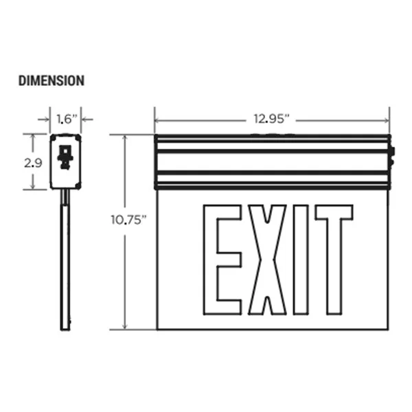 Edge-Lit Exit Sign, Red Letters, Clear Finish, Aluminum Housing - view 2