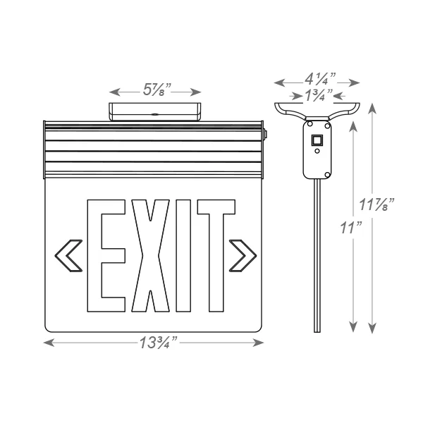 Edgelit Aluminum Exit Sign, Double Face, Aluminum Housing, Battery Backup - view 2