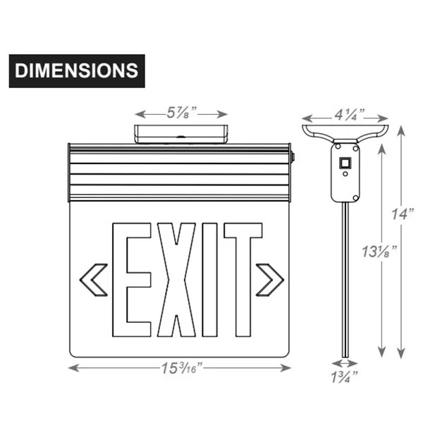 Edgelit Aluminum Exit Sign, New York City Compliant, Single Face - view 2
