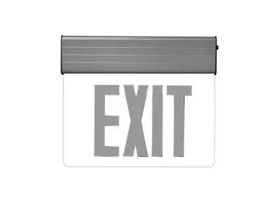 Edgelit Exit, Green Letters, Silver, 1 Side, Battery Backup