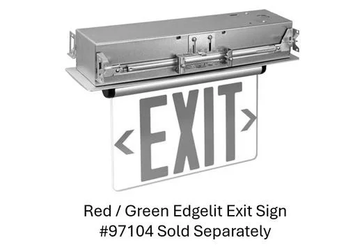 Edgelit Exit Sign Recessed Trim Kit, Ceiling or Wall, Bar Hangers, Anodized Aluminum Trim Plate - view 2