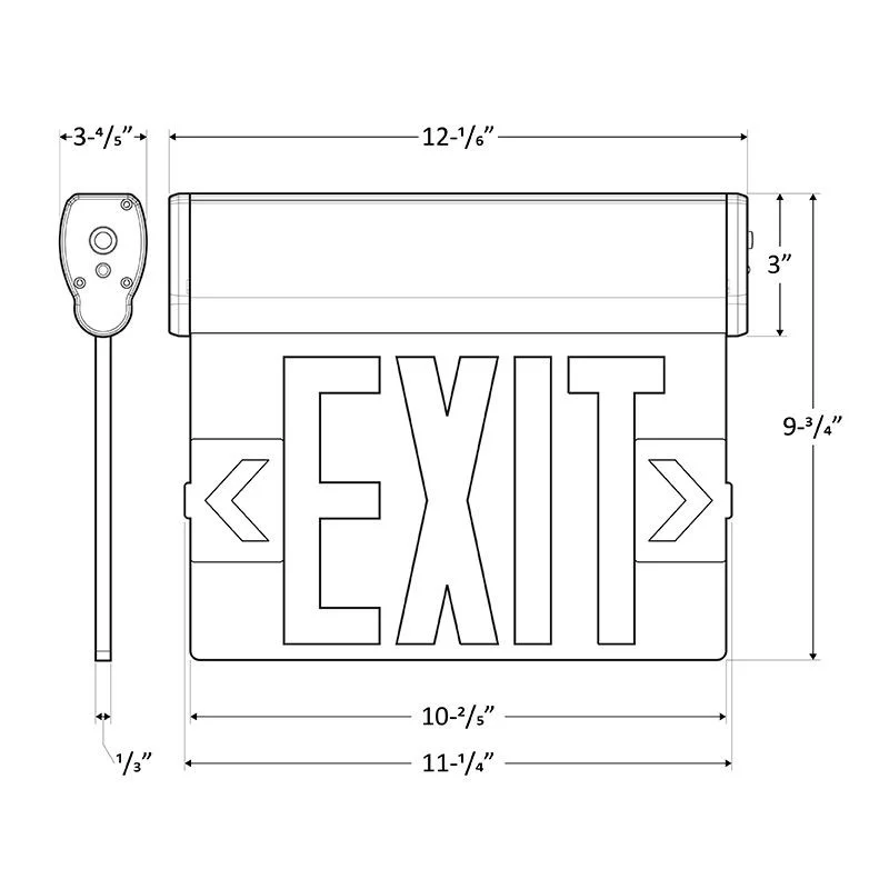 Edgelit LED Exit Sign with Aluminum Housing, XT-EL1GCA-EM - view 3