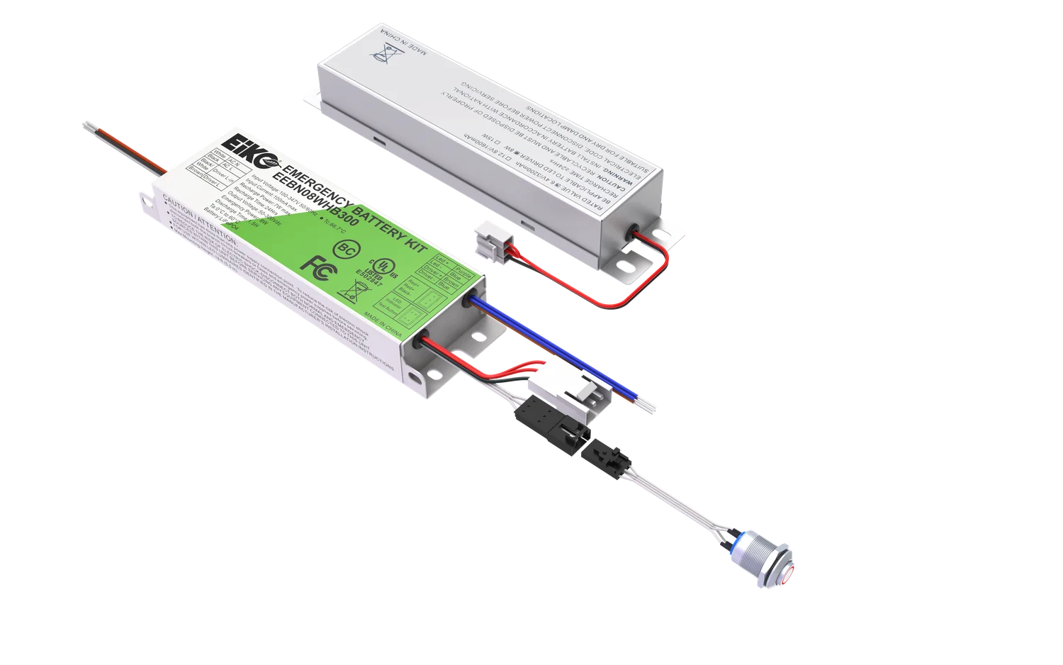 EiKO EEBN Emergency Battery Kit, High Temp, 20W, 120-277V, 156-260VDC Output, White