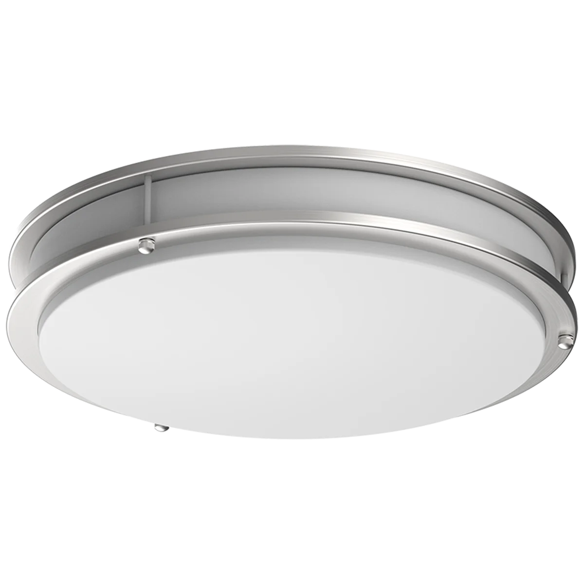 EiKO FMAGE14 Flush Mount Light, 14", 1500lm, 20W, 3000K, >80 CRI, 120V, Triac Dimmable, Silver Trim