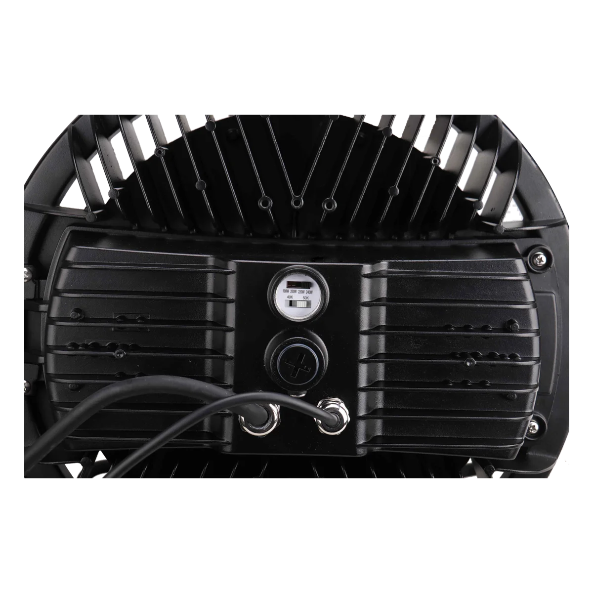 EiKO HBX3 Premium Round High Bay, PowerSet 240/220/200/180W, FieldCCeT 4000K|5000K, 120-347V, Black,...