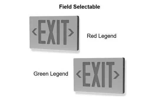 Emergence LED Die-Cast Exit Sign, Selectable Red/Green Legend, Brushed Aluminum Face, Black Housing,...