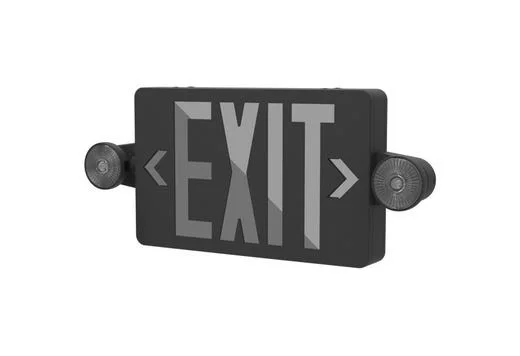 Emergence Series, Black Thermoplastic Combination Exit Sign/Emergency Unit, Field-Selectable Red/Green, Single/Double...