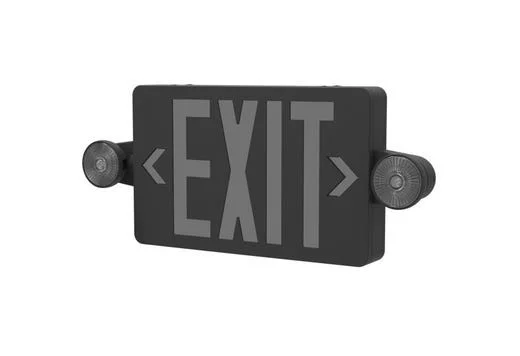 Emergence Series, Black Thermoplastic Combination Exit Sign/Emergency Unit, Field-Selectable Red/Gre...