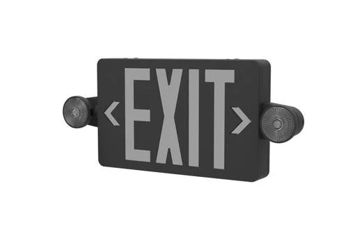 Emergence Series, Black Thermoplastic Combination Exit Sign/Emergency Unit, Field-Selectable Red/Gre...