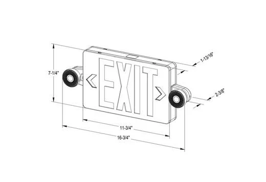 Emergence Series, Black Thermoplastic Combination Exit Sign/Emergency Unit, Field-Selectable Red/Gre...