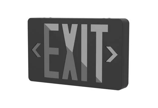 Emergence Series, Black Thermoplastic Exit Sign, Field-selectable Red/Green, Single/Double Face, Universal Mounting, ...
