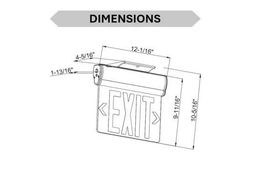Emergence Series Thermoplastic Edgelit Exit Sign, Selectable Red/Green Legend, Selectable Single/Dou...