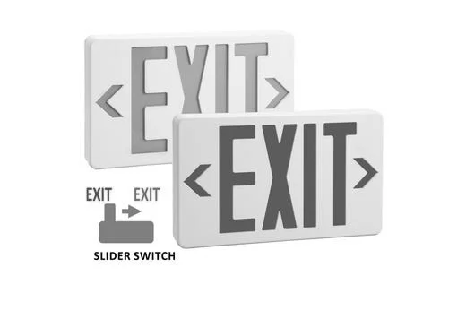 Emergence Series, White Thermoplastic Exit Sign, Universal Red/Green, Universal Single/Double Face, Universal Mountin...