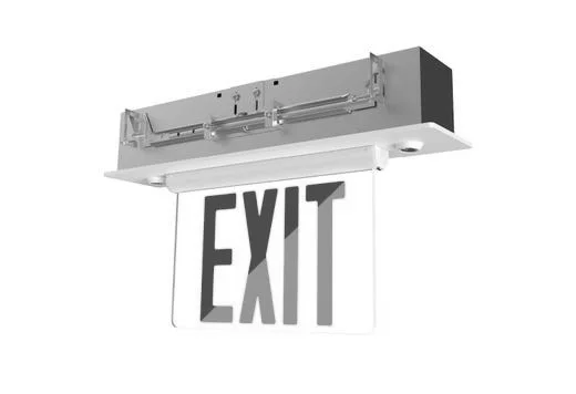 Emergence Thermoplastic Edgelit Combo Exit & Emergency Unit, Recessed Mount, Selectable Red/Green Legend, Selectable ...
