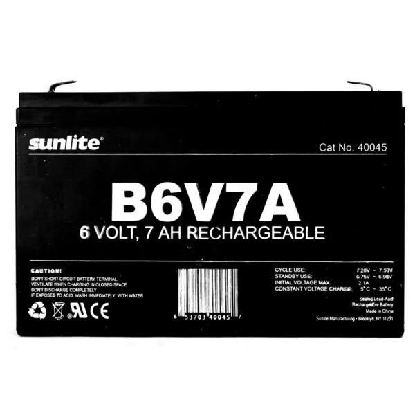 Emergency Backup Battery, 7 Amp Hour, 6-volt