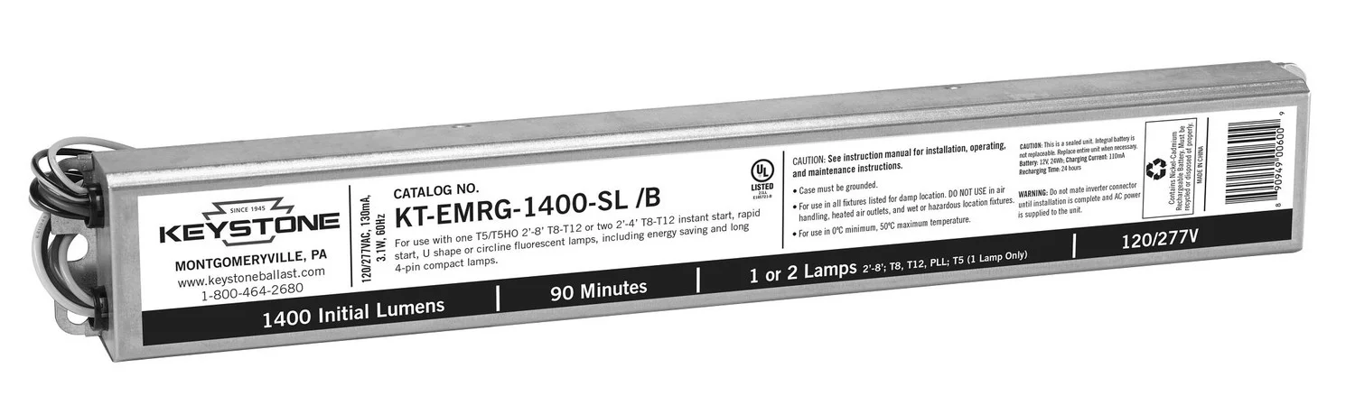 Emergency Ballast: 1400 Lumen, T8 / T12, Low Profile