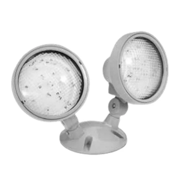 Emergency Light, 2 Heads, Wet Location, LED, Gray