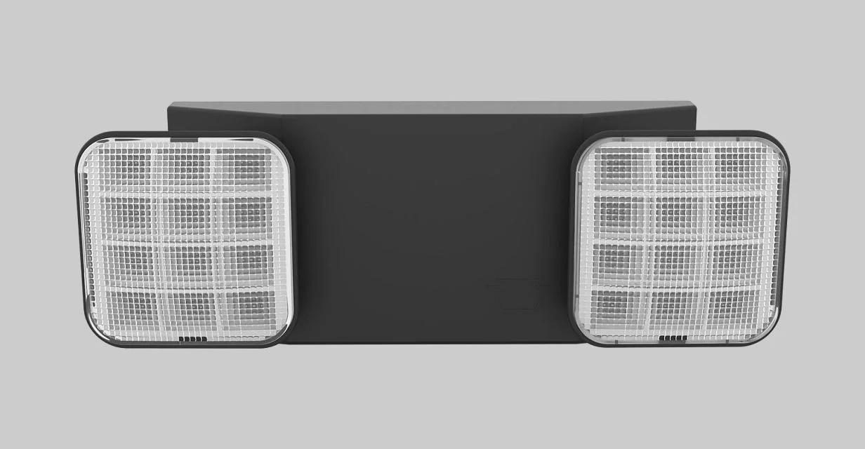 Emergency Light | Thermo Plastic | Style 1 | Black Color | 6500K Dual Heads | Surface Mount | 120-277 Vac Input | Emerge