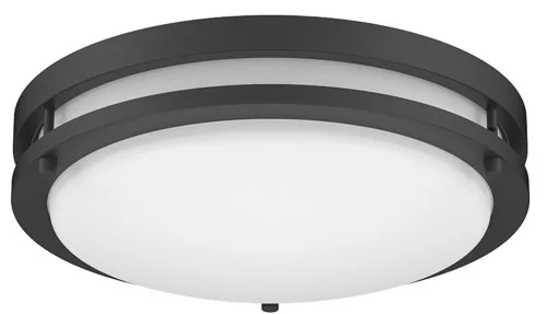 Energetic Lighting FMB01R LED Round Flush Mount, 14", 1700lm, 28W, 120V, 3000K|4000K|5000K, 90 CRI, Triac Dimming, Black