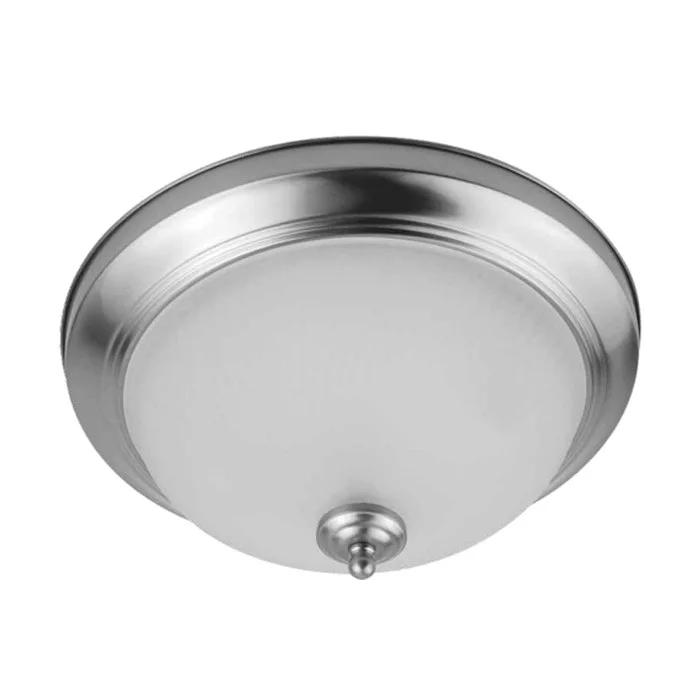 Euri Lighting 11" Indoor Round LED Ceiling Light, Brushed Nickel Bezel, Acid-Etched Ribbed Glass Lens, 3000K, 11W, 90...