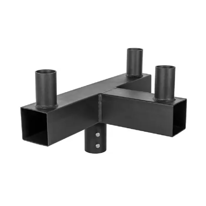 Euri Lighting 90° Square Triple Horizontal Tenon Adapter, Triple Fixture Mount, Steel, Dark Bronze