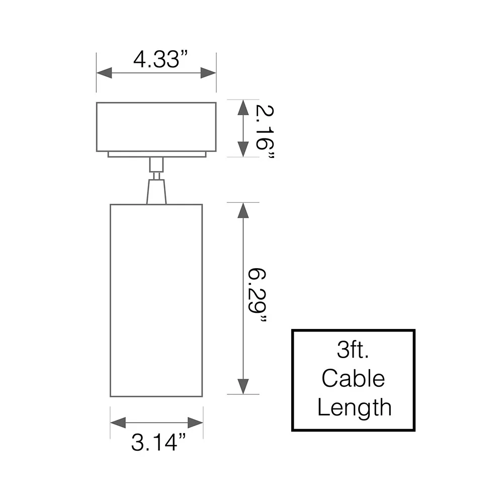 Euri Lighting LED Pendant Light, 3" Cylinder Pendant, 22W, 1300lm, 120-277V, 5CCT Selectable, 2700K-...