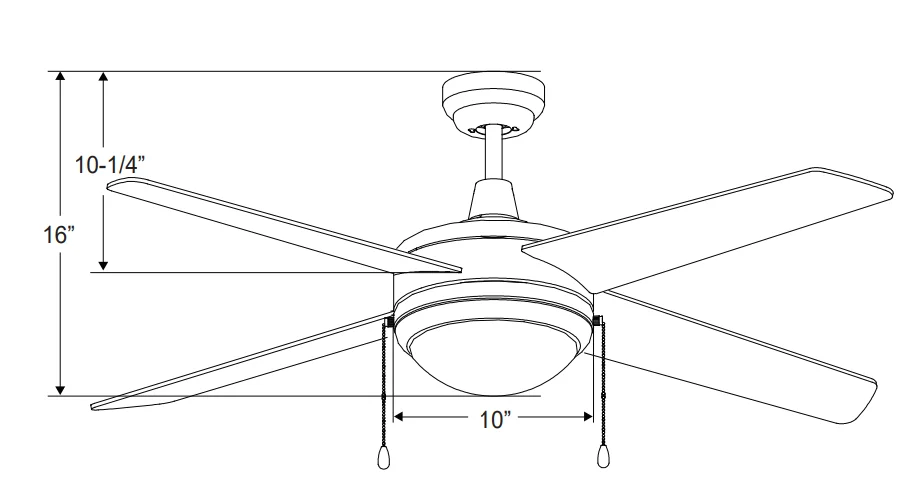 Europa 4-Blade 50-Inch Sweep Ceiling Fan with E26 LED Light Kit, Black - view 2