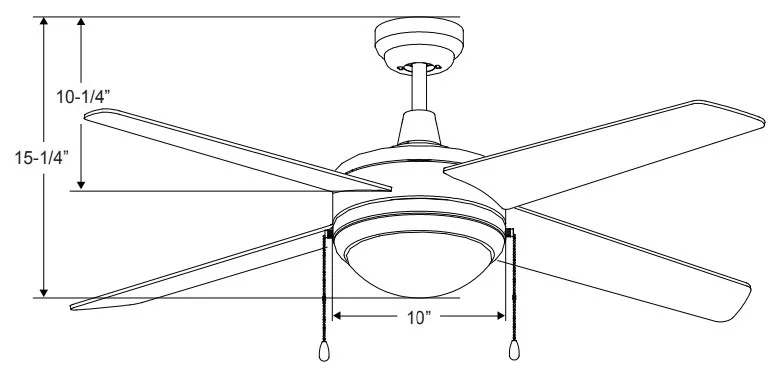 Europa II 1041LED Ceiling Fan, 4-Blade, 44" Sweep, Integrated LED Light Kit, 16W, 3000K, 90 CRI, 120V - view 2