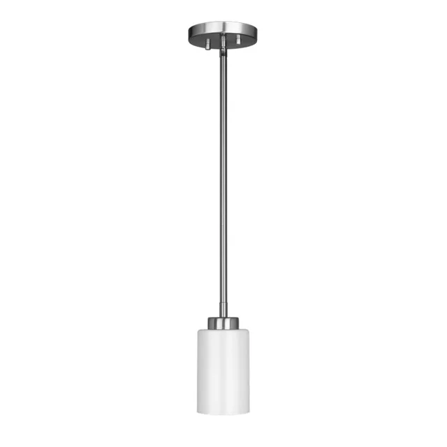 Everlyn 1-Light Pendant, Frosted Glass, Brushed Nickel