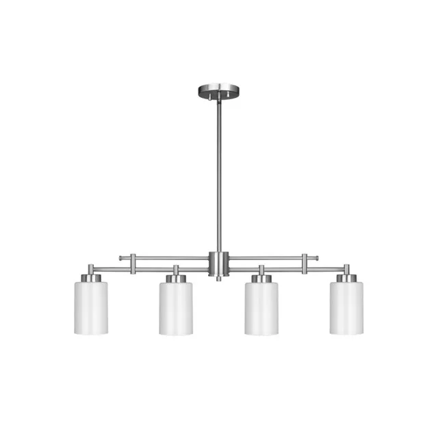 Everlyn 4-Light Island Light, 4-Light, Frosted Glass, Brushed Nickel