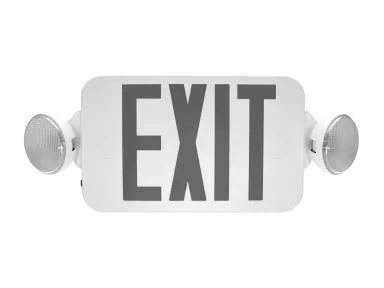 Exit & Emergency Combo, Thermoplastic, Red Letters, Remote Head Capable, Battery Backup