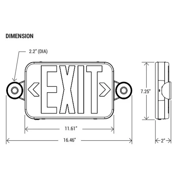 Exit and Emergency Lighting Combo, Round LED Lamp, Single or Double Face, White Finish, Universal Mounting - view 2