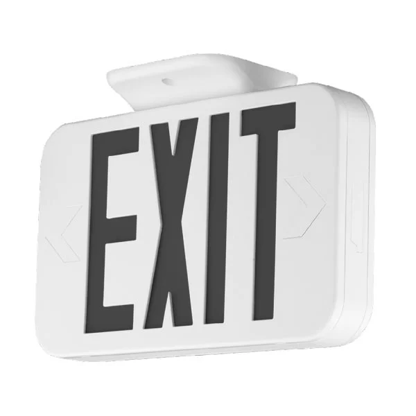 Exit Sign, 120/277V, White Housing, Red Letters, Two Sided with Self-Diagnostic Battery Backup